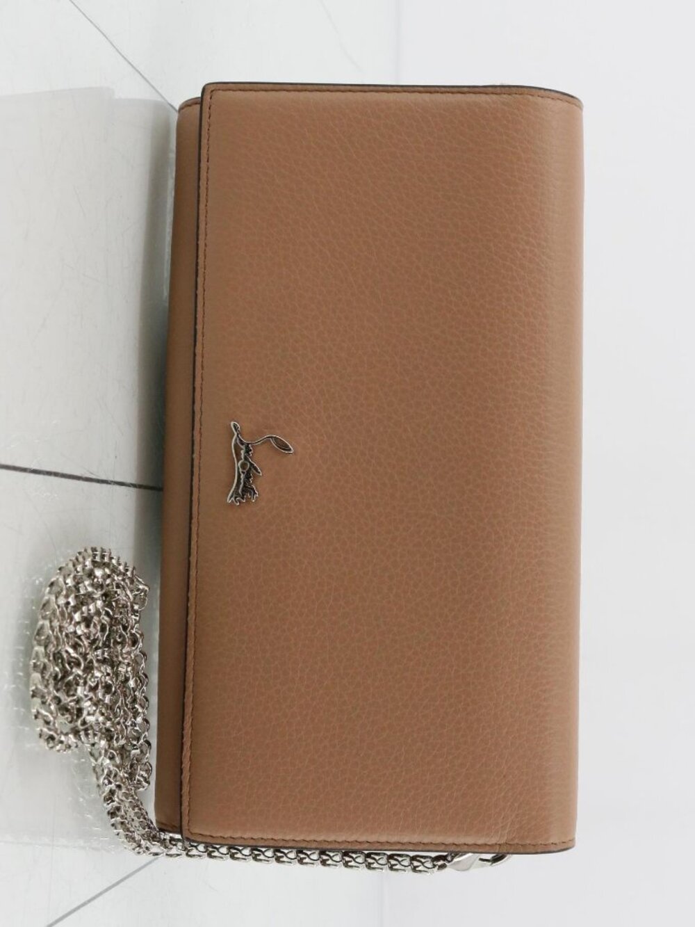 Christian Louboutin Tan Leather Chain Shoulder Bag with Silver Hardware